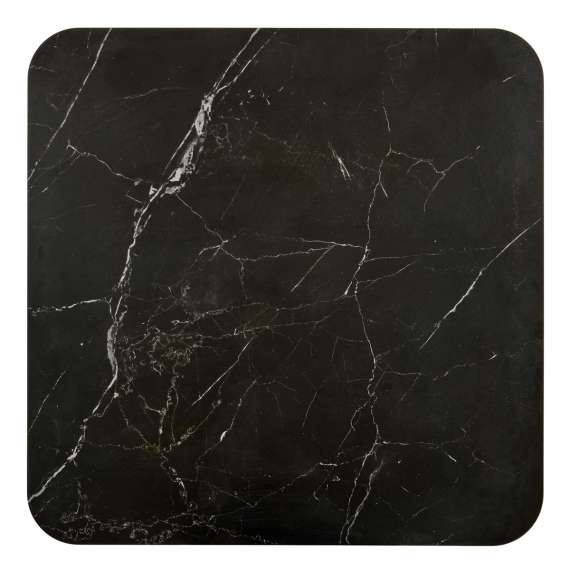 Sofabord Vicker 70x70 cm - med 2 puffer - valnøtt - sort marmor