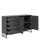 Skjenk PHIL 140x85 cm - antrasitt - eik artisan spiler - 2 dører - 4 skuffer
