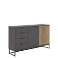 Skjenk PHIL 140x85 cm - antrasitt - eik artisan spiler - 2 dører - 4 skuffer