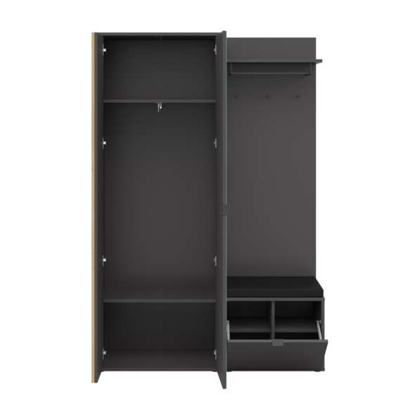 Entresett PHIL -135x198 cm - eik artisan - svart matt