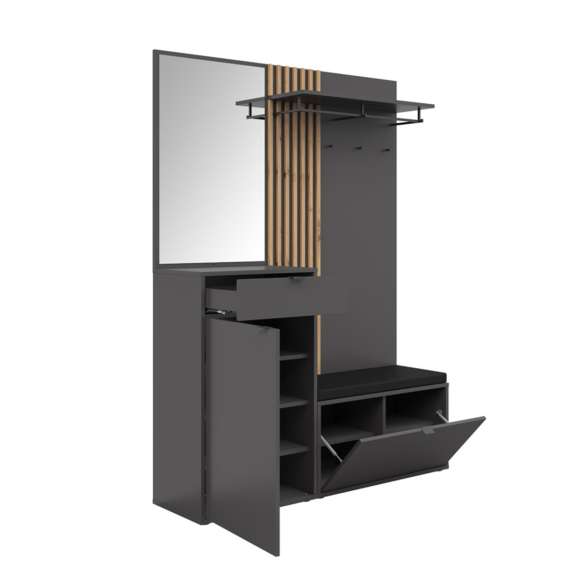Entresett PHIL -144x198 cm - eik artisan - svart matt