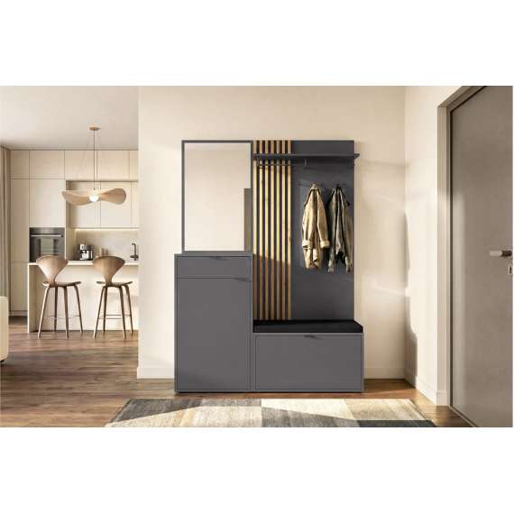 Entresett PHIL -144x198 cm - eik artisan - svart matt