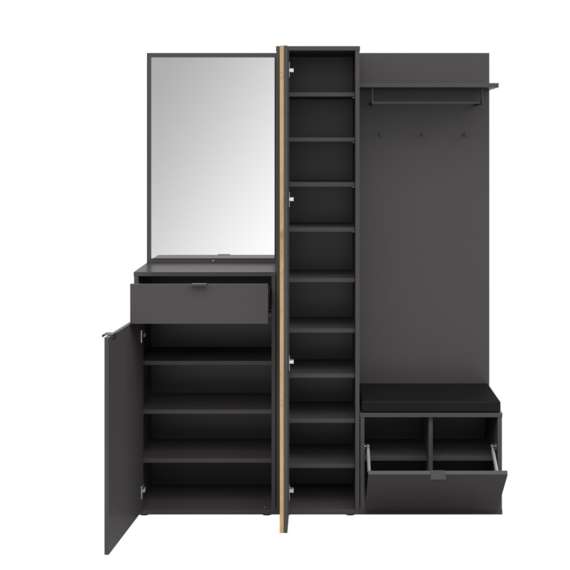 Entresett PHIL -156x198 cm - eik artisan - svart matt