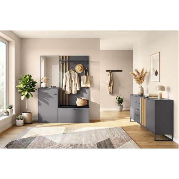 Entresett PHIL -156x198 cm - eik artisan - svart matt