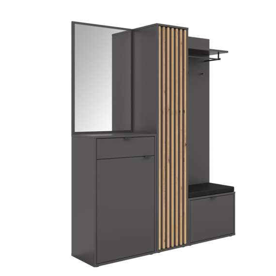 Entresett PHIL -156x198 cm - eik artisan - svart matt