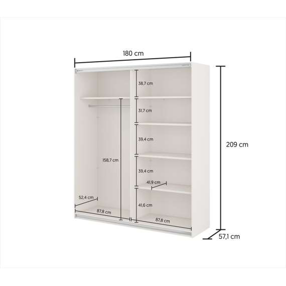 Garderobeskap Beta 180x210 - cashmere - speil