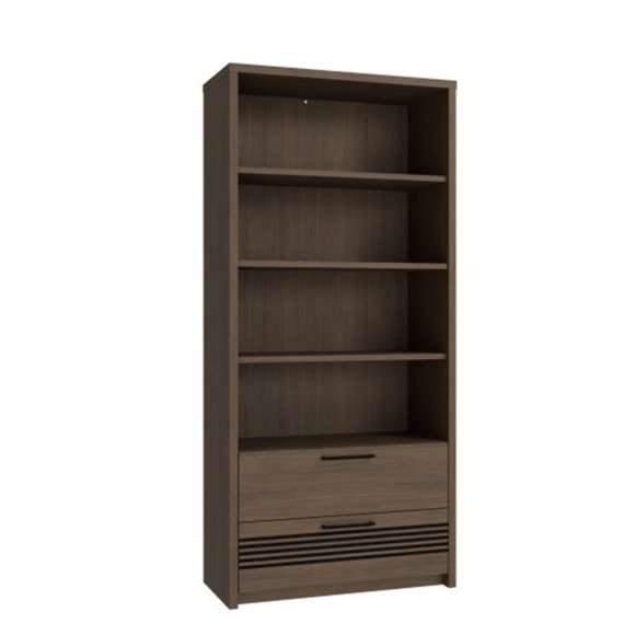 Reol EUFEMIUS 92x198 cm - eik sjokolade - svart matt - 2 skuffer