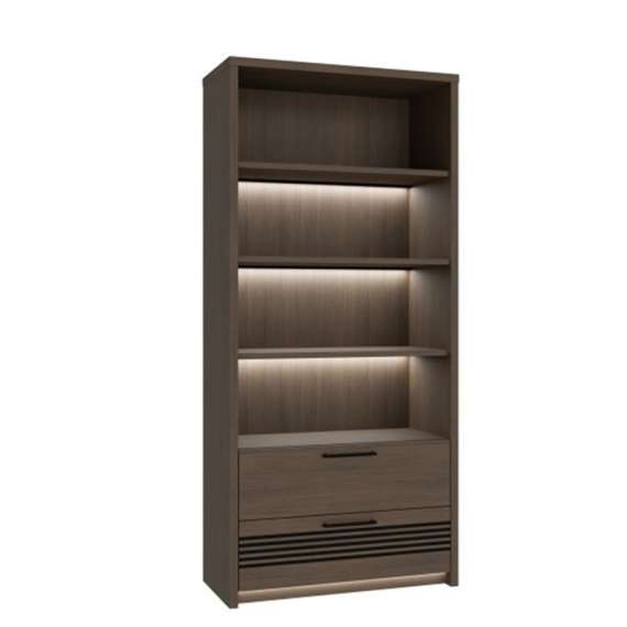 Reol EUFEMIUS 92x198 cm - eik sjokolade - svart matt - 2 skuffer