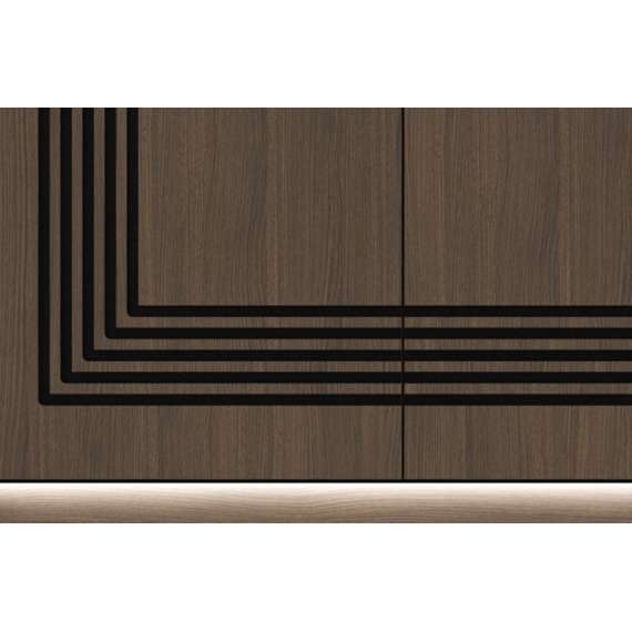 Garderobeskap EUFEMIUS 92x198 cm - eik sjokolade - svart matt - 2 dører - LED