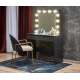 Sminkebord Hollywood 94x140 cm - sort matt - med speil