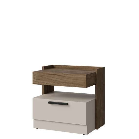 Nattbord MODO 50x48 cm - valnøtt royal - cashmere - 1 skuff - 2 stk sett