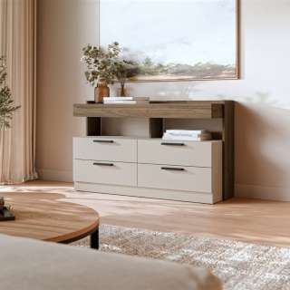 Kommode MODO 120x70 cm - valnøtt royal - cashmere - 4 skuffer
