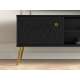 Tv-benk ELJOT - 160x49 cm - svart matt - 2 dører - metall bein