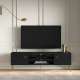 Tv-benk ELJOT - 160x49 cm - svart matt - 2 dører - metall bein