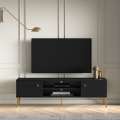 Tv-benk ELJOT - 160x49 cm - svart matt - 2 dører - metall bein