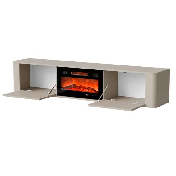 Tv-benk MARCO 180 cm - cashmere - vegghengt - gulvstående - elektrisk peis