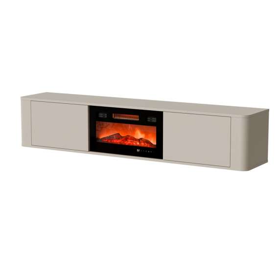 Tv-benk MARCO 180 cm - cashmere - vegghengt - gulvstående - elektrisk peis