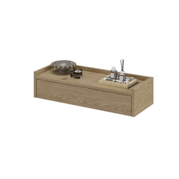 Vegghengt konsollbord Divana 92 cm - eik - med skuff