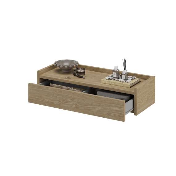 Vegghengt konsollbord Divana 92 cm - eik - med skuff