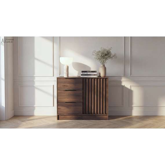 Kommode Nelly 105x86 cm - valnøtt - spiler