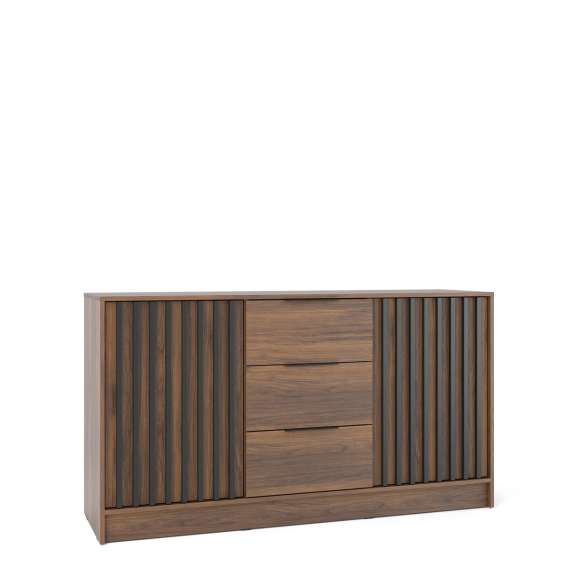 Kommode Nelly 155x86 cm - valnøtt - spiler