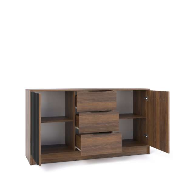 Kommode Nelly 155x86 cm - valnøtt - spiler