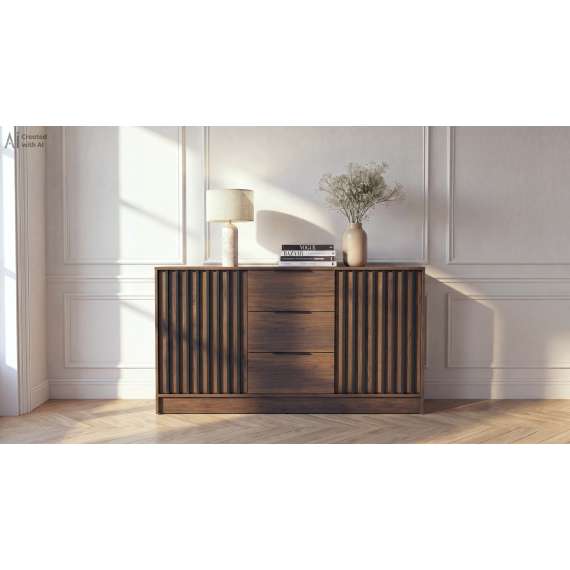 Kommode Nelly 155x86 cm - valnøtt - spiler