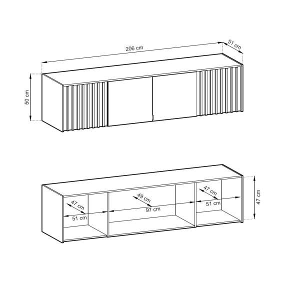 Overskap Nelly 206x50 cm - valnøtt - spiler