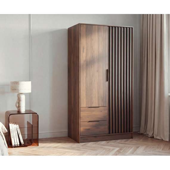 Garderobeskap Nelly 105x200 cm - 2 dører - 2 skuffer - Spiler