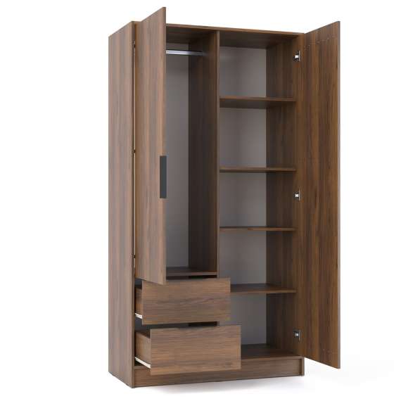 Garderobeskap Nelly 105x200 cm - 2 dører - 2 skuffer - Spiler
