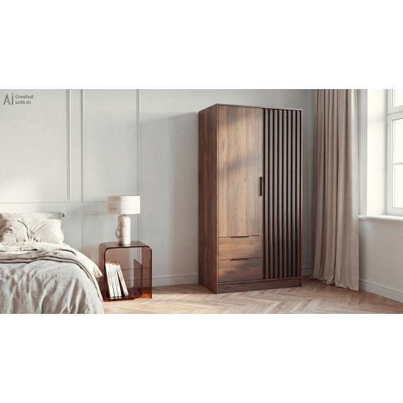 Garderobeskap Nelly 105x200 cm - 2 dører - 2 skuffer - Spiler