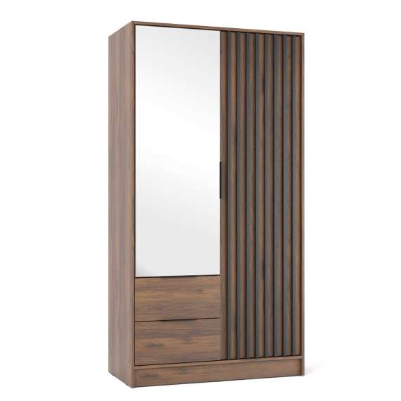 Garderobeskap Nelly 105x200 cm - 2 dører - 2 skuffer - Spiler