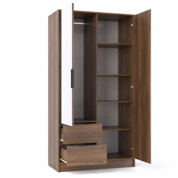 Garderobeskap Nelly 105x200 cm - 2 dører - 2 skuffer - Spiler