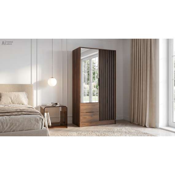 Garderobeskap Nelly 105x200 cm - 2 dører - 2 skuffer - Spiler
