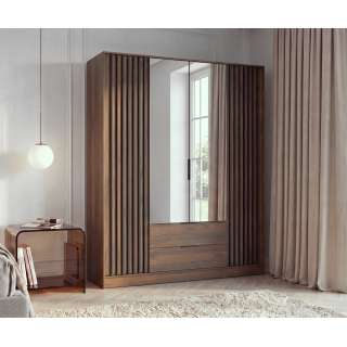 Garderobeskap Nelly 205x200 cm - 4 dører - 2 skuffer - Spiler