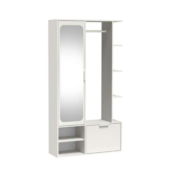 Garderobe til entré Nala 100x190 cm - hvit - speil