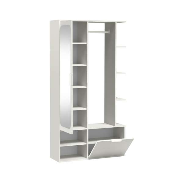 Garderobe til entré Nala 100x190 cm - hvit - speil