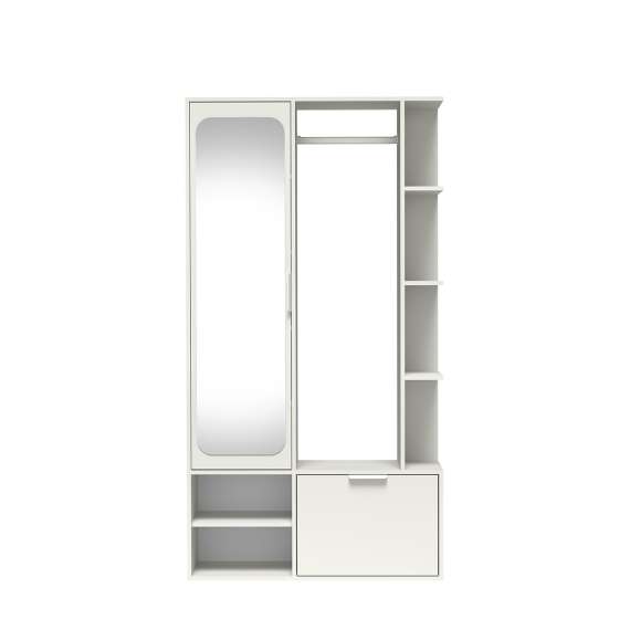 Garderobe til entré Nala 100x190 cm - hvit - speil