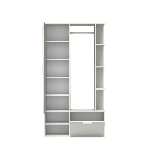 Garderobe til entré Nala 100x190 cm - hvit - speil