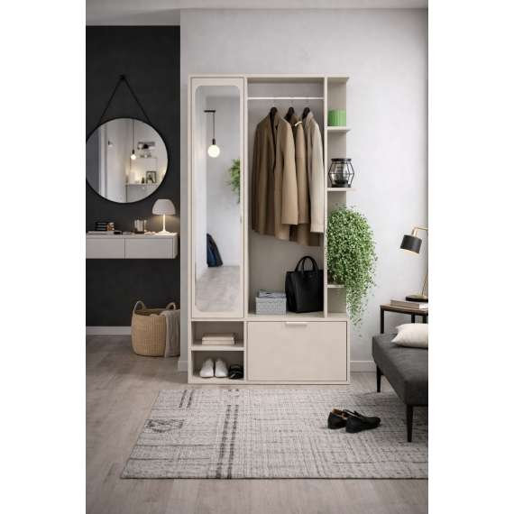 Garderobe til entré Nala 100x190 cm - cashmere - speil
