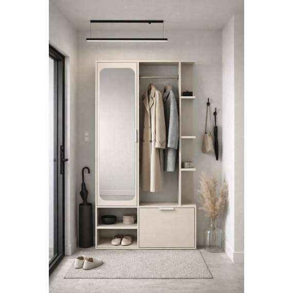 Garderobe til entré Nala 100x190 cm - cashmere - speil