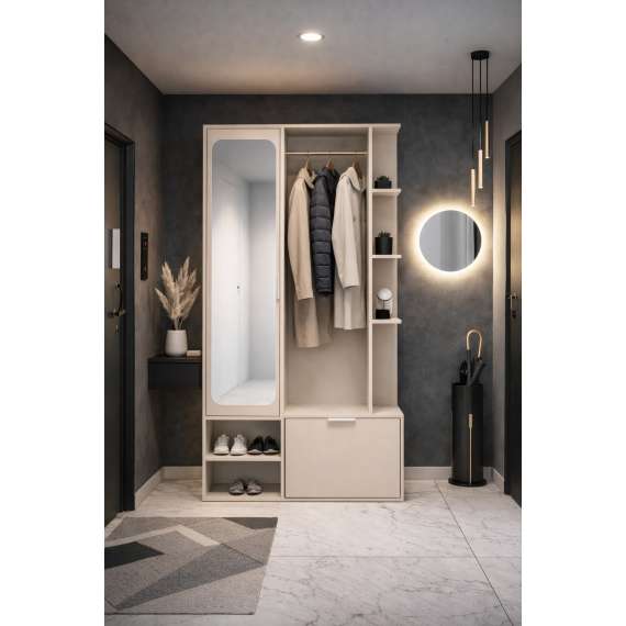 Garderobe til entré Nala 100x190 cm - cashmere - speil