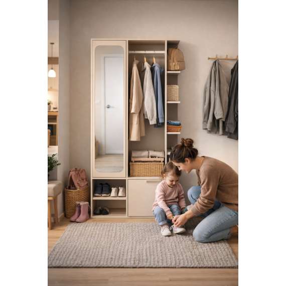 Garderobe til entré Nala 100x190 cm - cashmere - speil