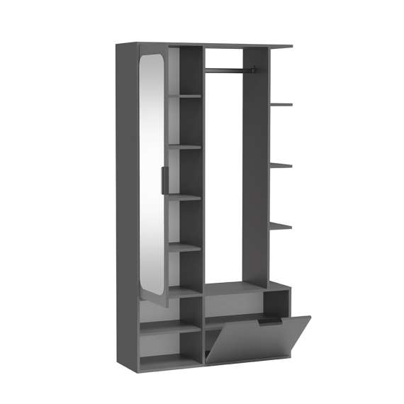 Garderobe til entré Nala 100x190 cm - mørk grå - speil