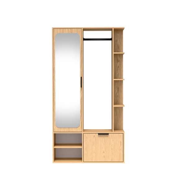 Garderobe til entré Nala 100x190 cm - eik - speil