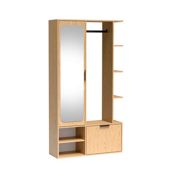 Garderobe til entré Nala 100x190 cm - eik - speil