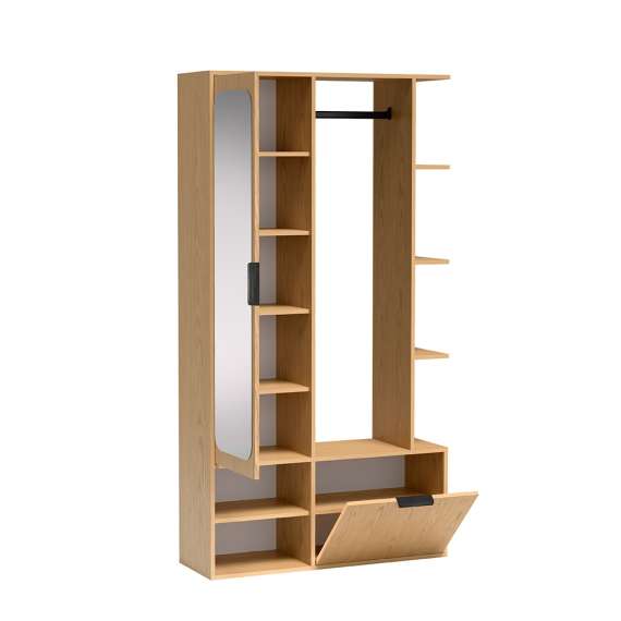 Garderobe til entré Nala 100x190 cm - eik - speil