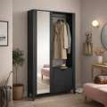 Garderobe til entré Malumi 105x197 cm - sort eik - speil