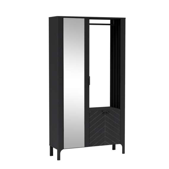 Garderobe til entré Malumi 105x197 cm - sort eik - speil