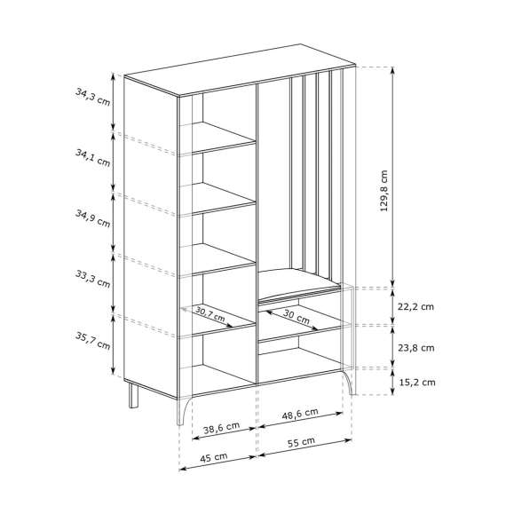 Garderobe til entré Malumi 105x197 cm - sort eik - speil